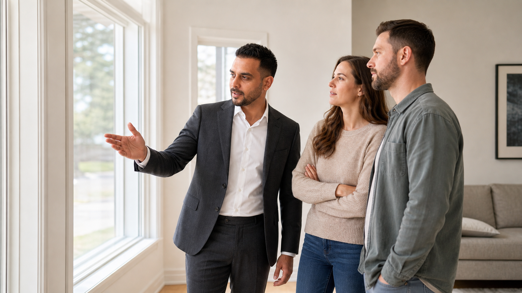Md. Evan guiding buyer clients through a home